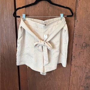 DREW High Waist Cream Shorts with Tie Detail